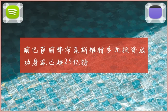 前巴萨前锋布莱斯维特多元投资成功身家已超25亿镑